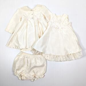 Bonnie Baby Dress Jacket Set Girls Size 18m Cream Shimmery